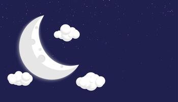 comico stile Luna stelle e nuvole sfondo design vettore