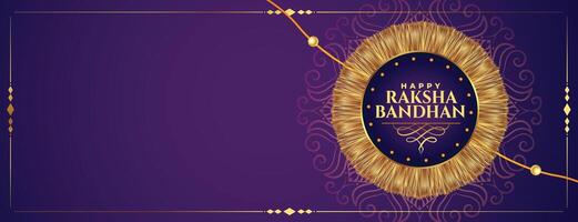 contento Raksha bandhan d'oro rakhi Festival bandiera design vettore