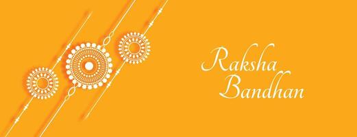 elegante Raksha bandhan giallo bandiera con rakhi design vettore