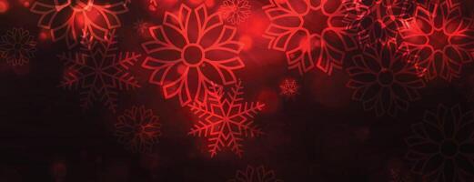rosso i fiocchi di neve brillante bandiera per allegro Natale vettore