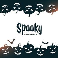 spaventoso Halloween carta con pipistrelli e pauroso zucche vettore