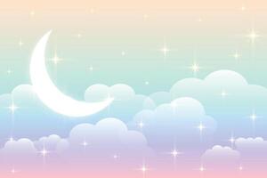 cielo arcobaleno sfondo con raggiante Luna design vettore