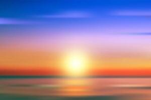 tramonto cielo sfondo con nuvole. blu e arancia drammatico pendenza orizzonte. estate sera paesaggio. vettore mare spiaggia illustrazione