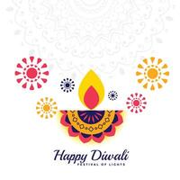 contento Diwali Festival piatto stile decorativo sfondo vettore