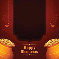 contento dhanteras religioso vettore design con d'oro moneta kalasha