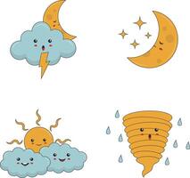 kawaii tempo metereologico personaggio con carino piatto cartone animato design. vettore illustrazione.