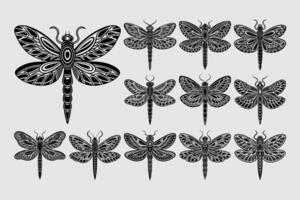 ai generato piatto dettagliato libellula insetto illustrazione design impostato vettore
