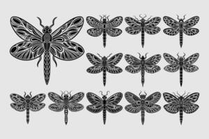 ai generato silhouette di libellula insetto illustrazione design fascio vettore