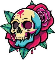 cranio con rosa fiore. vettore illustrazione di un' cranio tatuaggio.