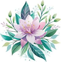 bellissimo acquerello floreale mazzo con rosa fiori e verde le foglie. vettore illustrazione.