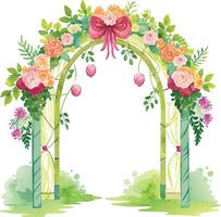 nozze arco con fiori e verde. vettore illustrazione.