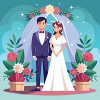 nozze coppia. sposa e sposo. vettore illustrazione nel piatto stile