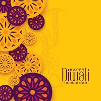 tradizionale contento Diwali Festival giallo saluto design vettore