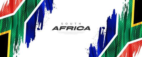 Sud Africa bandiera con spazzola dipingere stile e mezzitoni effetto. Sud Africa bandiera sfondo con grunge concetto vettore