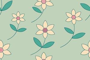 una linea disegnata fiore faccia seamless pattern vettore