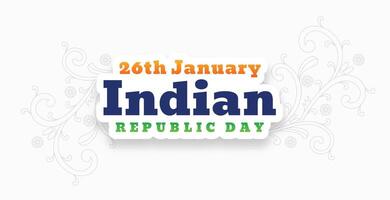 26th gennaio contento indiano repubblica giorno floreale stile bandiera vettore