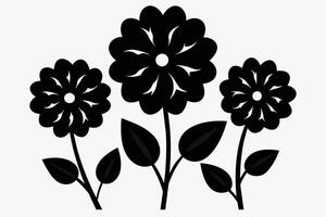 nero ritagliare simboli di fiori vettore