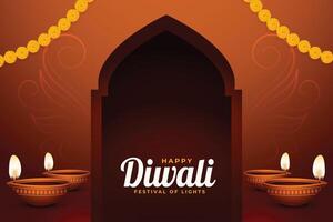 indiano religioso Diwali Festival sfondo nel Marrone colore vettore