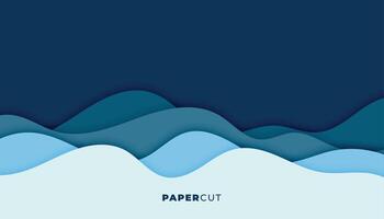 blu acqua onda sfondo nel papercut stile vettore