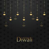 contento Diwali nero e oro Festival sfondo design vettore