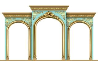 trionfale arco. d'oro classico rococò barocco telaio. vettore grafica. lusso telaio per pittura o cartolina copertina