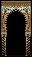 arco di oro nel il orientale stile con Arabo tradizionale ornamenti nel vettore grafica.