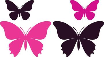impostato di farfalla silhouette icona piatto vettore illustrazione su isolato bianca sfondo