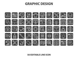 grafico design e creatività linea icone. modificabile ictus. pixel Perfetto. per mobile e ragnatela. contiene come icone come creatività, disposizione, mobile App disegno, arte Strumenti, tipografia, vettore