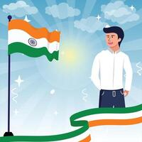 indiano celebrazioni giorno illustrazione vettore striscione, celebrazioni evento giorno clip arte impostare. India nazionale bandiera la libertà indipendenza patriottismo modello.