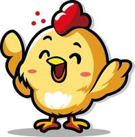 illustrazione vettoriale del personaggio dei cartoni animati di pollo carino