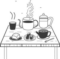 ai generato prima colazione menù pronto per mangiare semplice schema illustrazione minimalista linea arte vettore