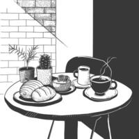 ai generato prima colazione menù pronto per mangiare semplice schema illustrazione minimalista linea arte vettore