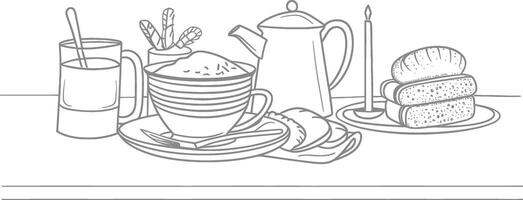 ai generato prima colazione menù pronto per mangiare semplice schema illustrazione minimalista linea arte vettore