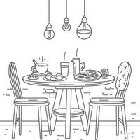 ai generato prima colazione menù pronto per mangiare semplice schema illustrazione minimalista linea arte vettore