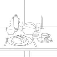 ai generato prima colazione menù pronto per mangiare semplice schema illustrazione minimalista linea arte vettore