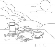 ai generato prima colazione menù pronto per mangiare semplice schema illustrazione minimalista linea arte vettore