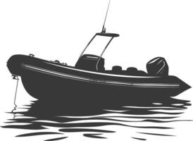 ai generato silhouette un' gonfiabile barca nero colore solo vettore
