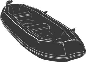 ai generato silhouette un' gonfiabile barca nero colore solo vettore