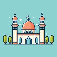 moschea design su blu cielo sfondo vettore cartone animato illustrazione