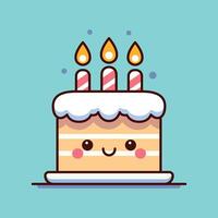 compleanno torta con dolce vaniglia latte torta con candele isolato cartone animato vettore illustrazione