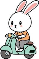 carino coniglietto equitazione scooter vettore