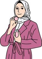 hijab donne posa Tenere cura della pelle vettore