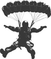 ai generato silhouette skydiver uomo pieno corpo nero colore solo vettore