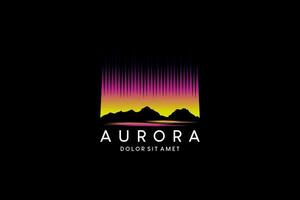 giallo rosa aurora Borealis logo disegno, vettore illustrazione di polare cielo splendore al di sopra di il montagne