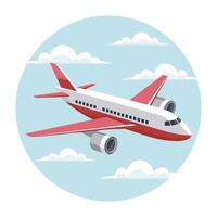 il aereo mosche nel il cielo fra il nuvole. tempo per viaggio e vacanza. illustrazione, vettore