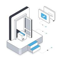 porta consegna isometrico azione illustrazione. eps 10 file azione illustrazione. vettore