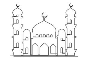 continuo uno linea disegno Ramadan kareem simbolo. moschea linea concetto. eid mubarak, eid Fitr vettore minimalista design islamico moschea schema ornamento sfondo.