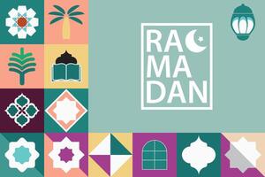 Ramadan kareem, islamico saluto carta modello con Ramadan per sfondo disegno, manifesto, media striscione. vettore