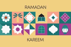 Ramadan kareem, islamico saluto carta modello con Ramadan per sfondo disegno, manifesto, media striscione. vettore