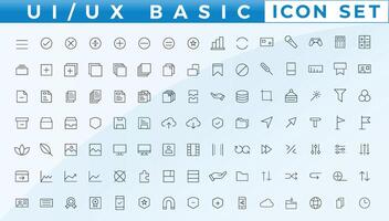 di base utente interfaccia essenziale impostare. linea schema icone. per app, ragnatela, Stampa. modificabile ictus. vettore